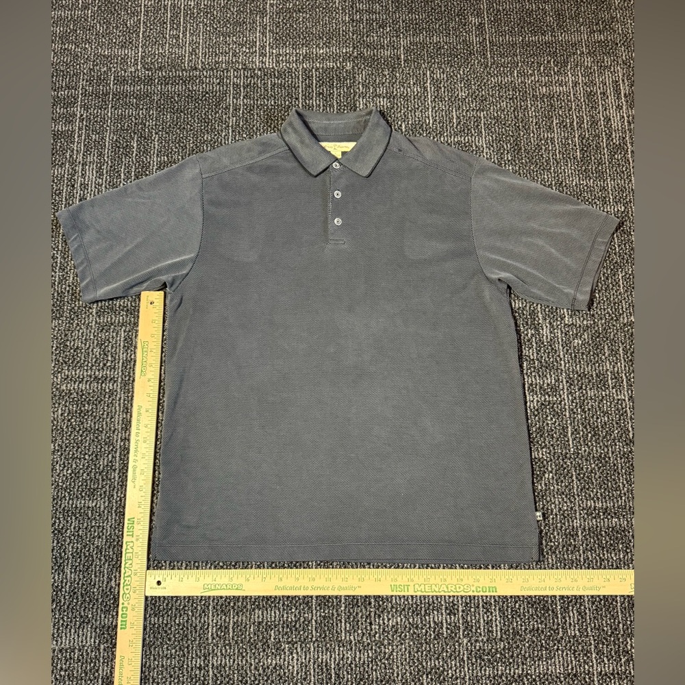 Tommy Bahama Polo Shirt Mens Large Dark Gray Short Sleeve Heatherd Modal/Poly